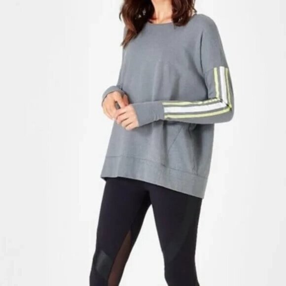 Sweaty Betty Simhasana Slogan Sweatshirt Grey SB LDN - Picture 1 of 8